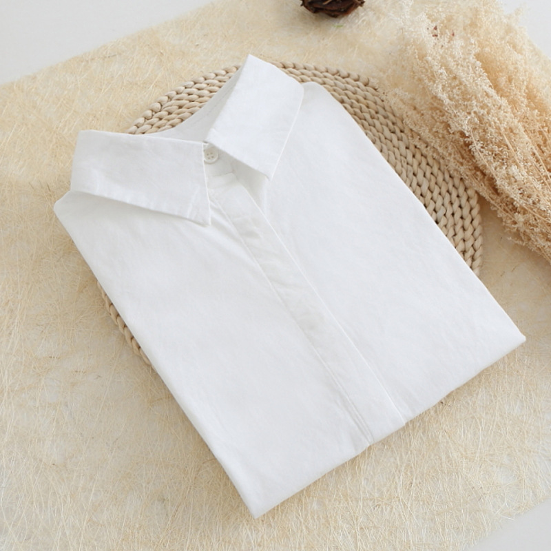 Pure White Cotton Shirt School Blouses 